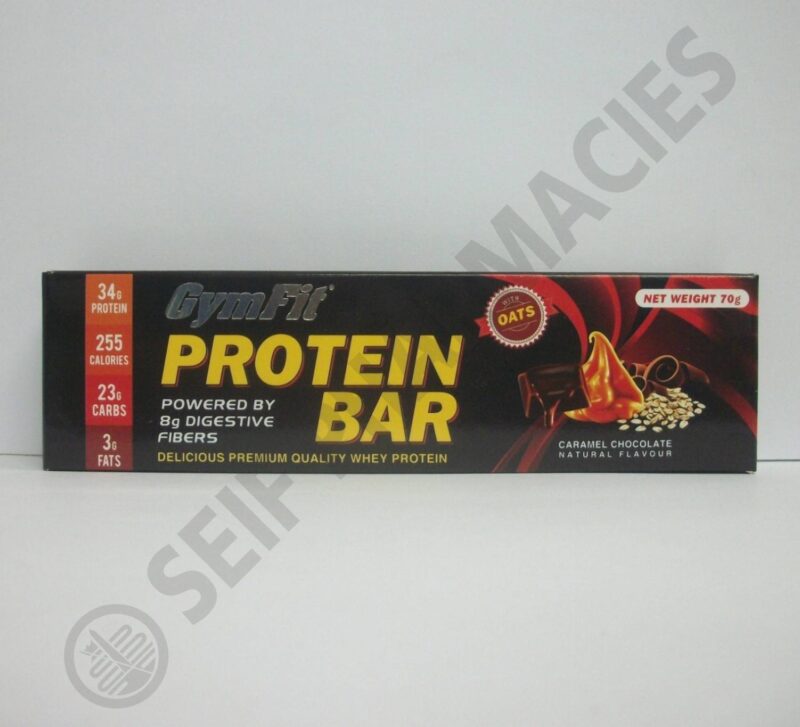 gymfit protein bar 70 gm caramel chocolate